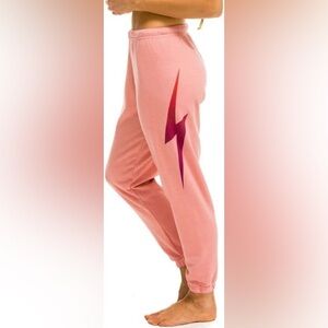 Aviator Nation Pink Bolt Fade Lightweight Sweatpants - Size S